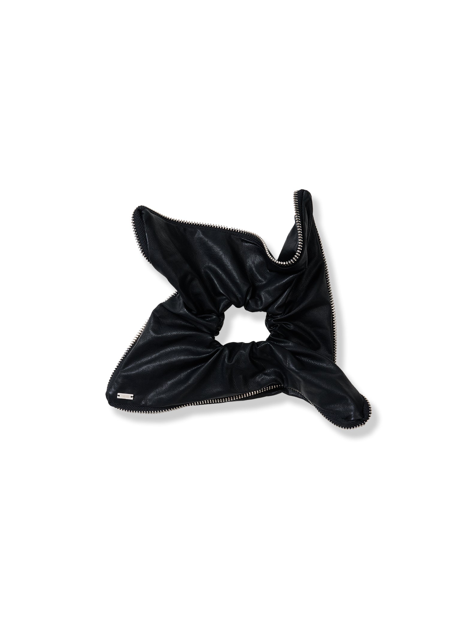 未使用heyep ブラックSquare Scrunchie レザー調　シュシュ Zip Square Scrunchie - Medium – heyep